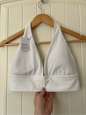 lululemon Align White Halter Bra Longline Size 10 C/D Fitness Workout